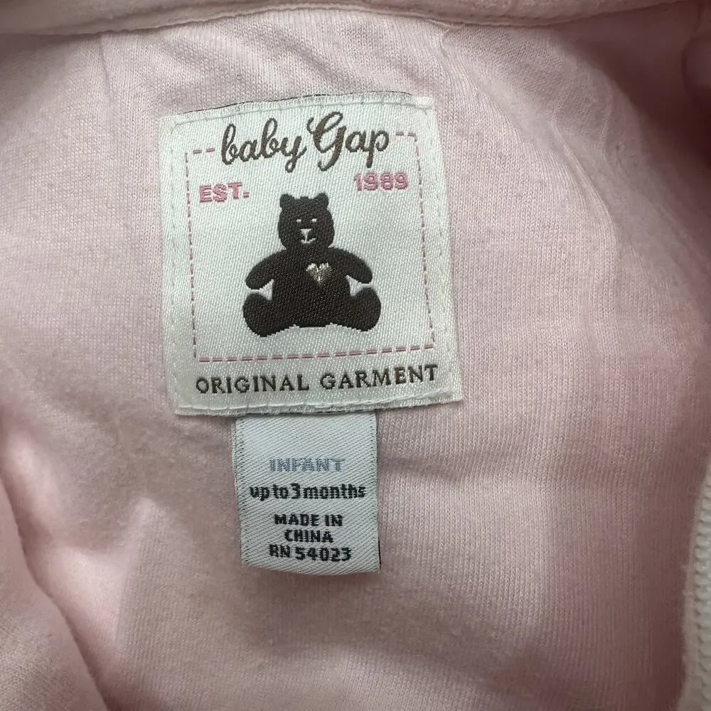 Baby Gap Infant Jacket Pink White Sherpa Fleece Sz 0-3 month Coat Lined Zip Y2K